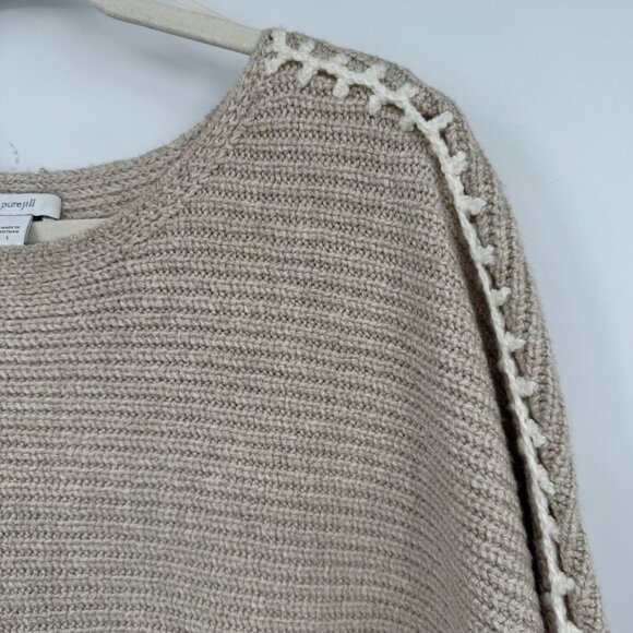Pure Jill Hand-Stitched Details Sweater woman’s size XL Oatmeal Minimalist - Picture 3 of 10